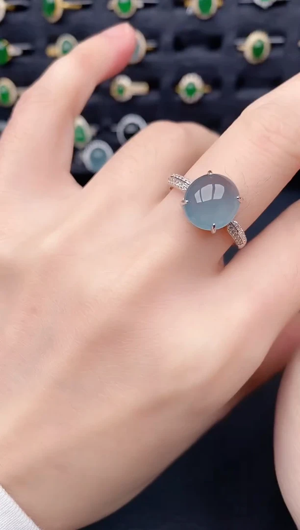 银S925镶嵌戒指翡翠天然a货翡翠33