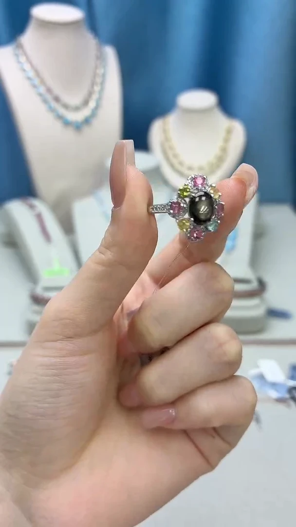 戒指星光蓝宝石银S925镶嵌289BJ1209产品一个（多样性）