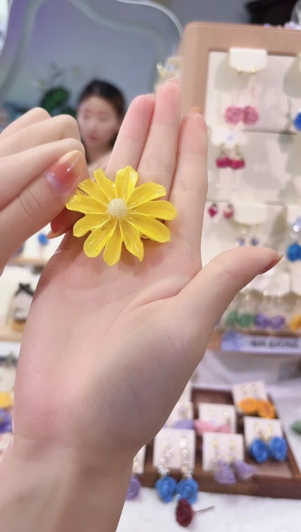 纯铜合金锆石闪拍-黄色发卡