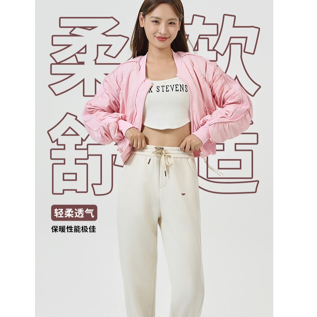 美咘羊毛蚕丝貂绒高腰抽绳男女同款束脚休闲裤8803.n