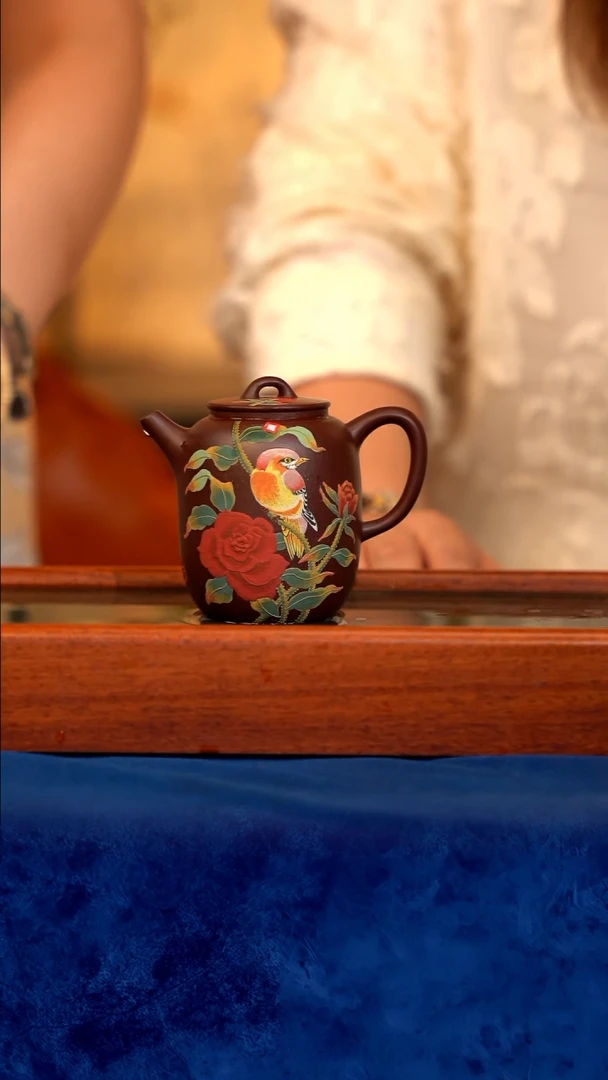 紫砂 宜兴紫砂 QMJ 泥绘   汲直 胖鸟