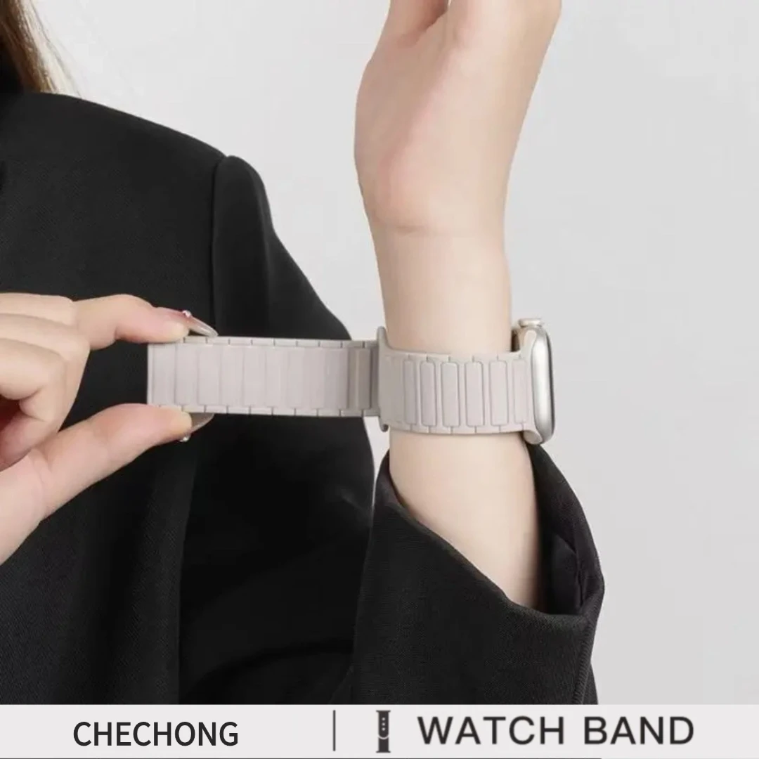 车虫适用iWatch苹果手表s11磁吸表带applewatchs9硅胶8苹果手表带