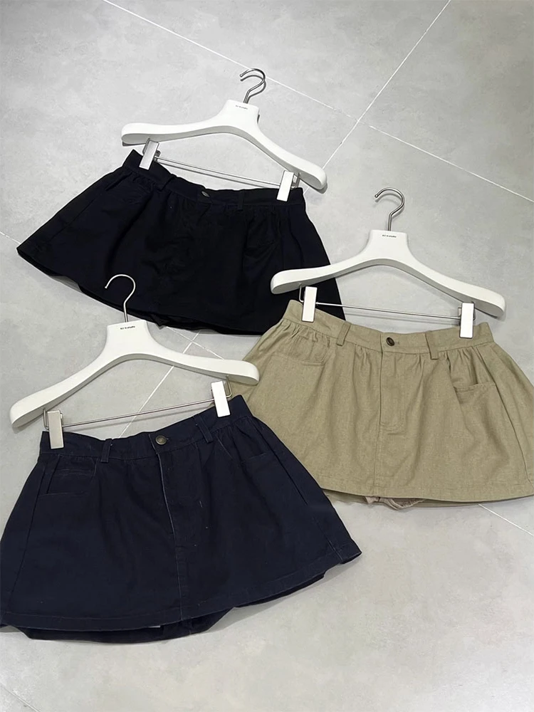 时尚感褶皱设计感高腰显瘦百搭A字半身裙女休闲工装短裙花苞裙女