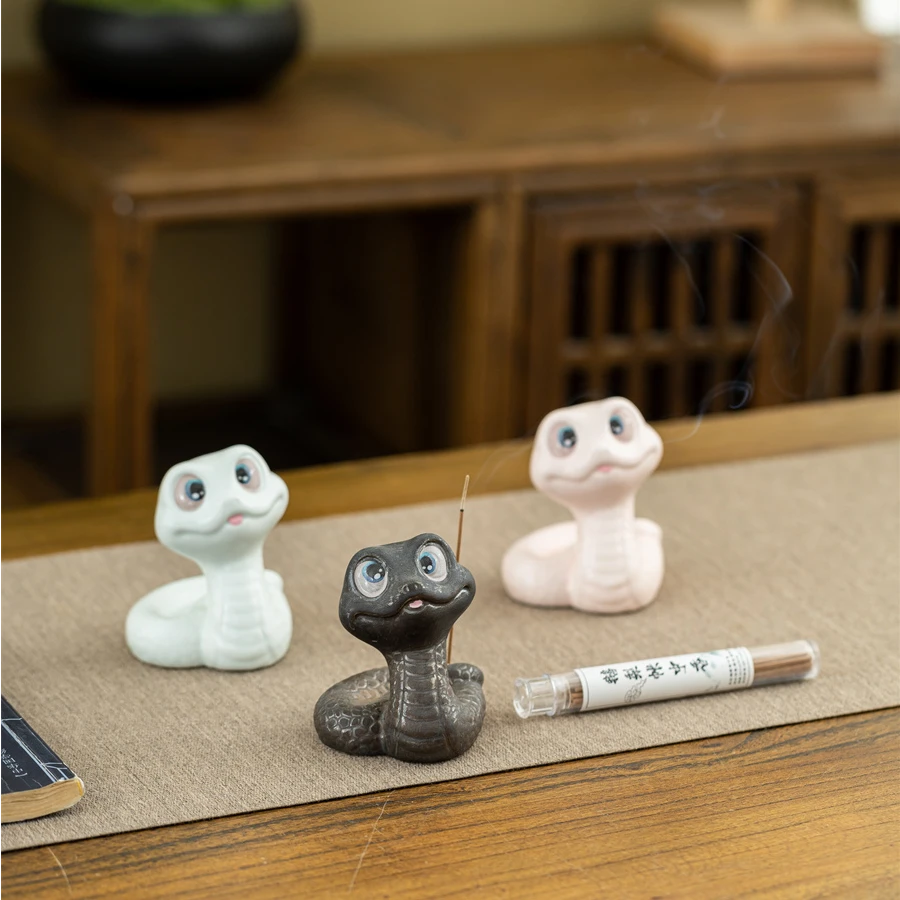 Q萌小蛇陶瓷香插家用香薰炉室内香道线家卧室持久全季禅茶香薰