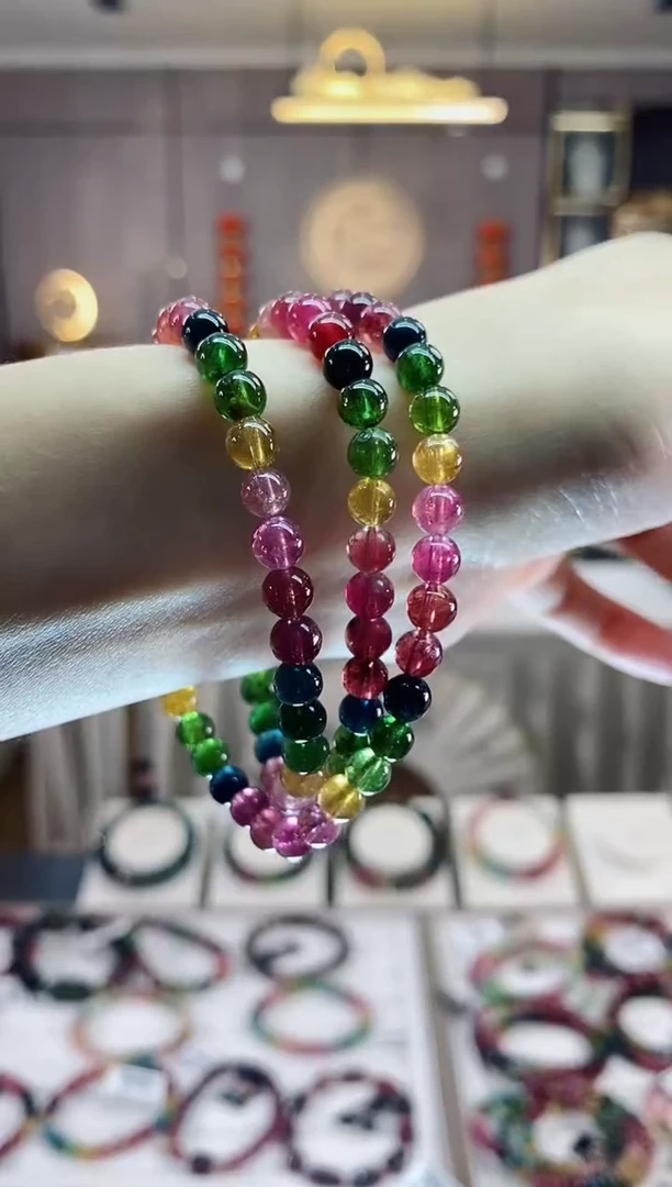 【闪购商品】碧玺三圈手串5mm+未镶嵌一物一证dan