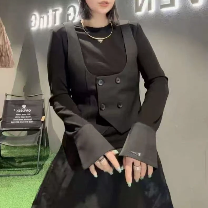 【晨浠定制】新款时尚百搭假两件休闲长袖上衣725