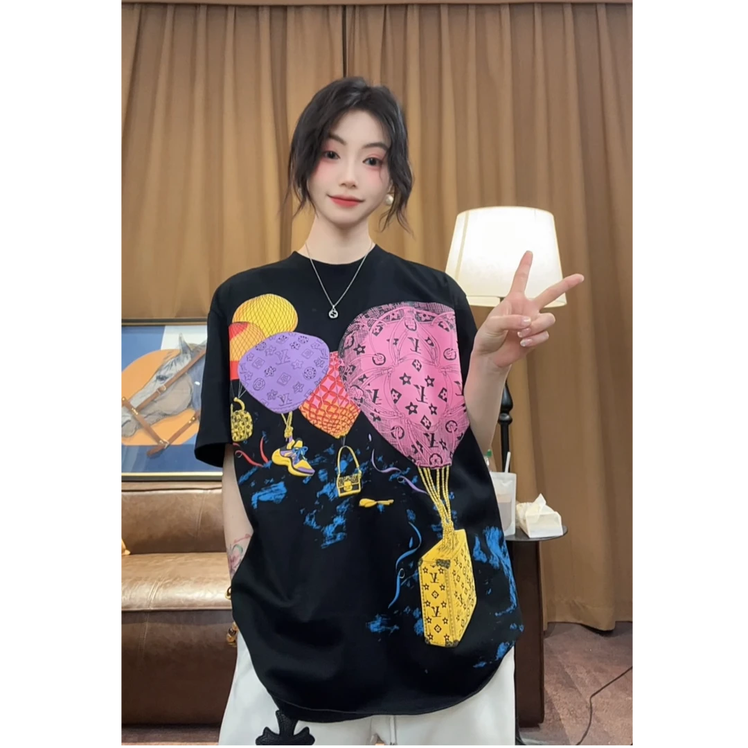【周晚晚】2025夏季新款时尚潮牌告白气球百搭短袖