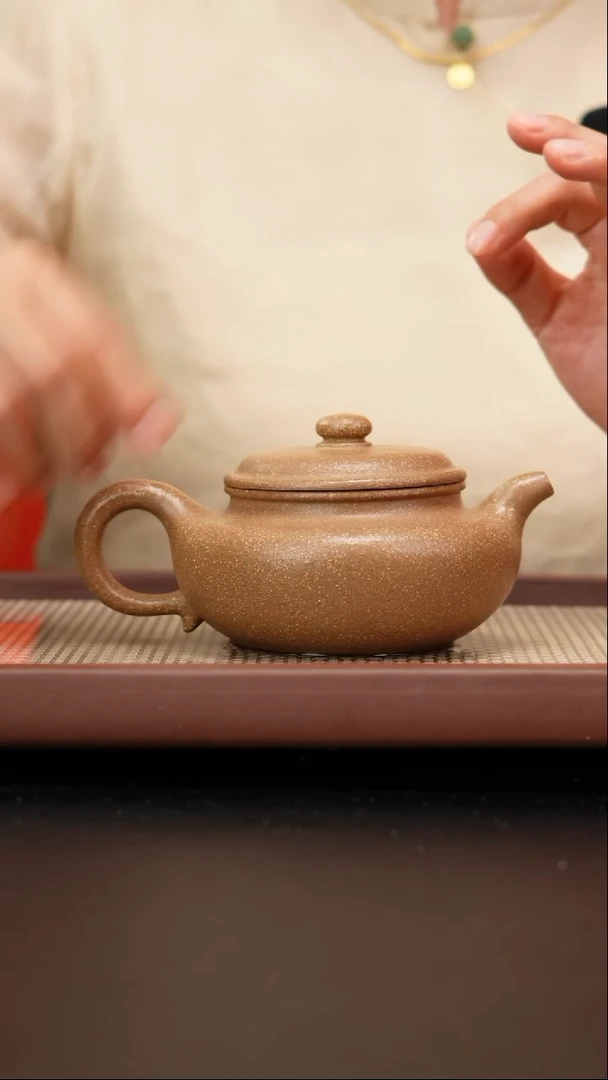 茶壶紫砂黄朱段20目粗砂扁腹300