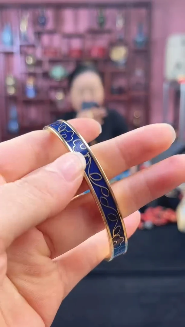 非遗 奇宝烧手镯 带证 蓝花卉 64