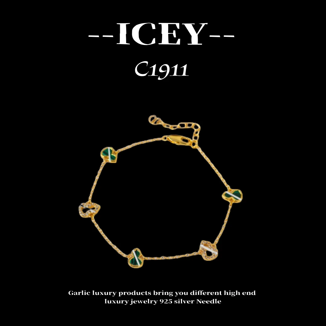 合金石英石手链 镀K金 ICEY设计素款简约时尚轻奢手链--C1911