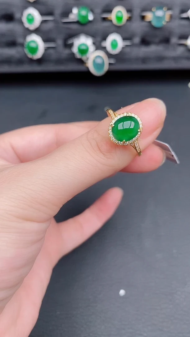 银S925镶嵌戒指翡翠天然a货翡翠88