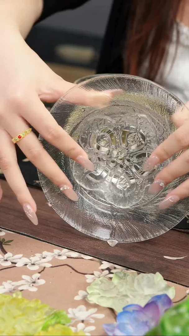 琉璃手工艺品原矿水晶雪花片壶承