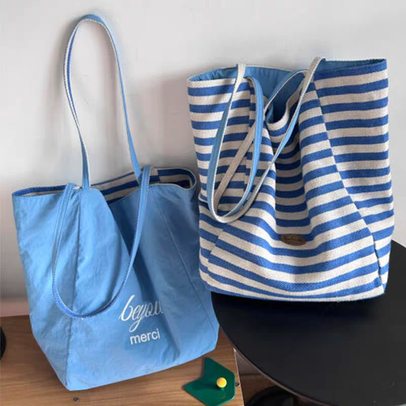 海盐蓝和夏天的适配度满昏，一包两背，AB双面大托特包，日常通勤
