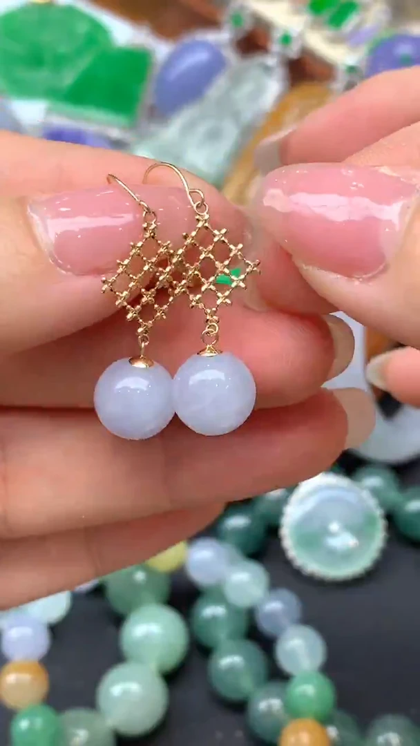 【闪购商品】翡翠耳饰18K金镶嵌185-天然翡翠