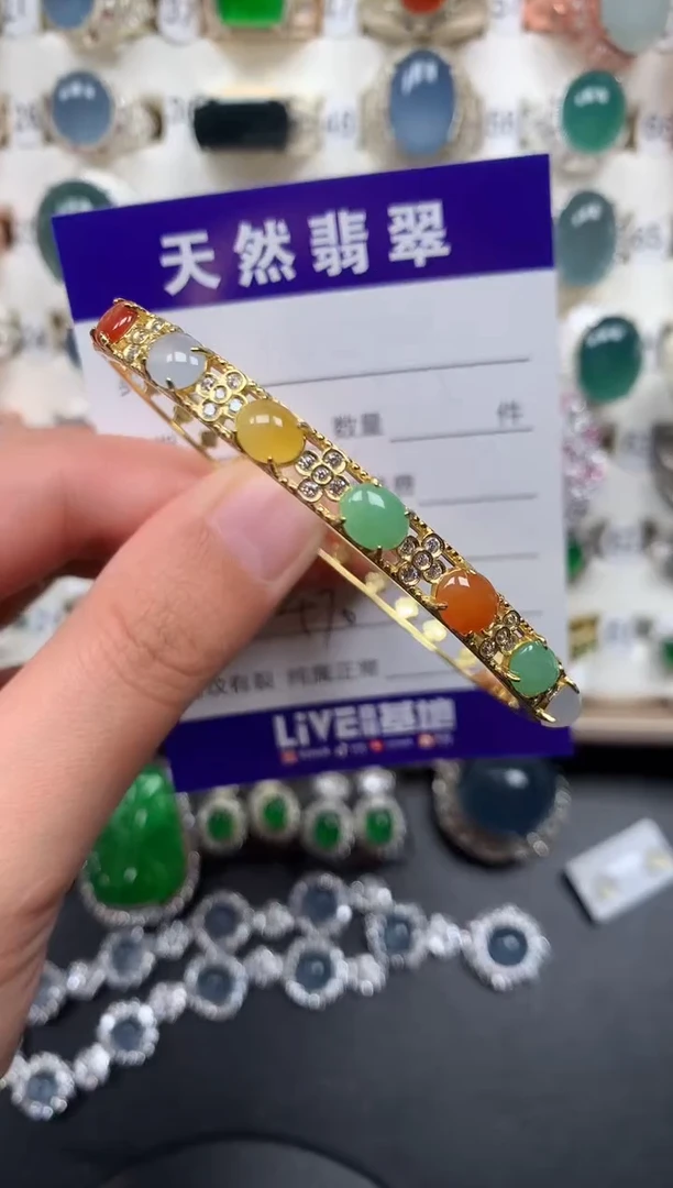 银S925镶嵌手镯翡翠470