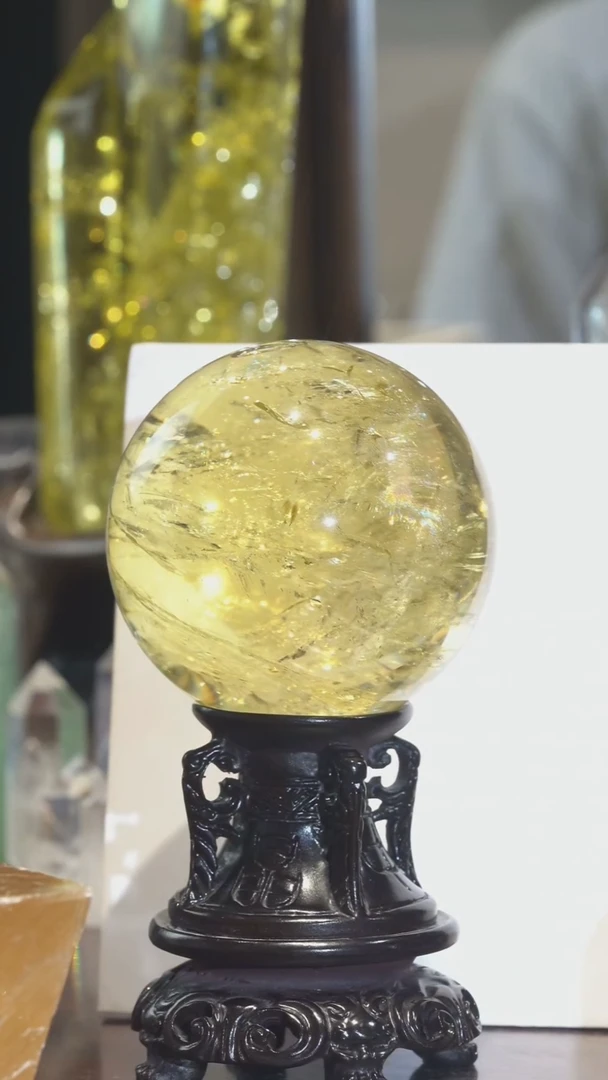 未镶嵌水晶大型摆件（非配饰）黄水晶球（301）