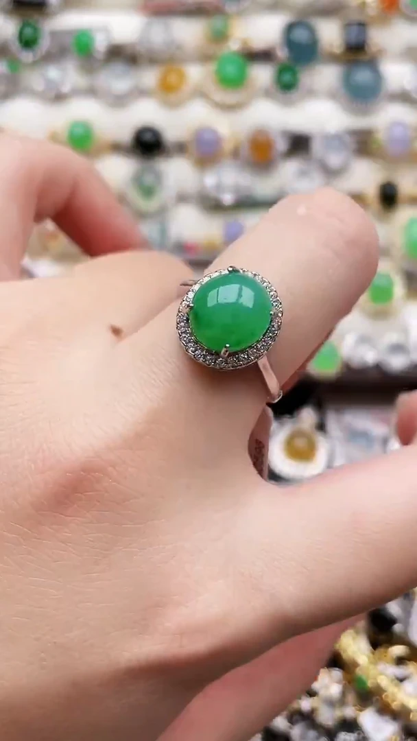 银S925镶嵌戒指翡翠133