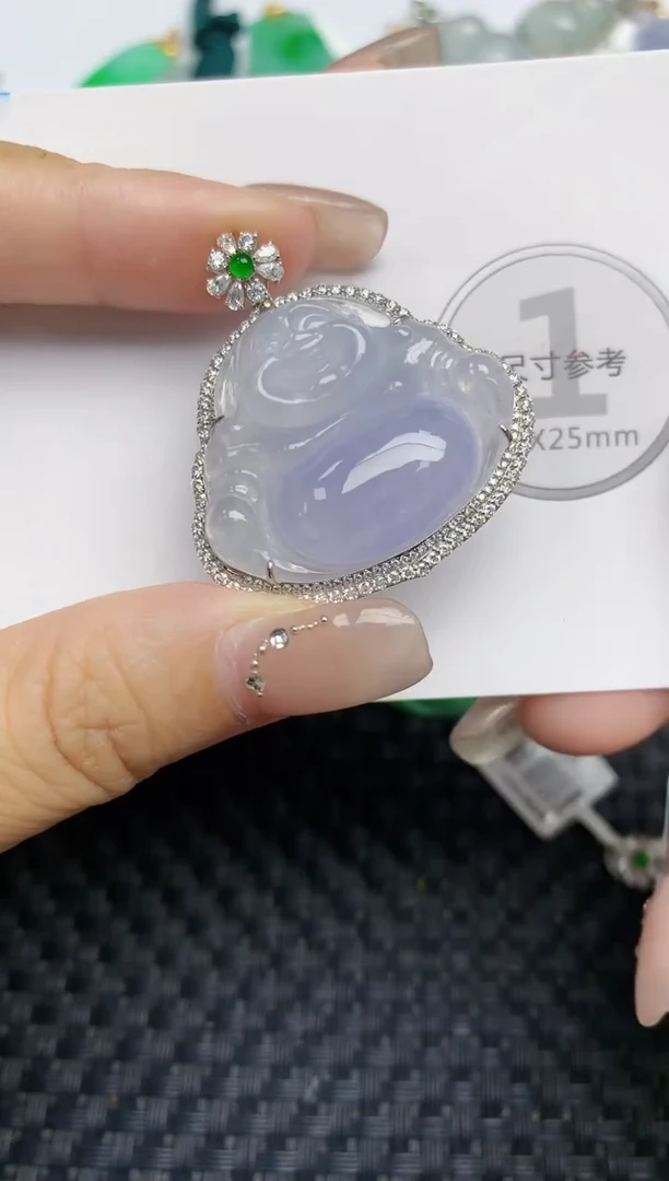 颈饰18K金镶嵌翡翠天然缅甸A货翡翠百元以上9元证书费自理