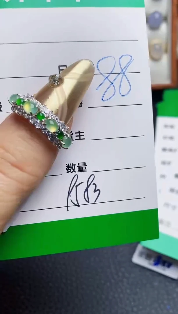 银S925镶嵌戒指翡翠琳*酱9583
