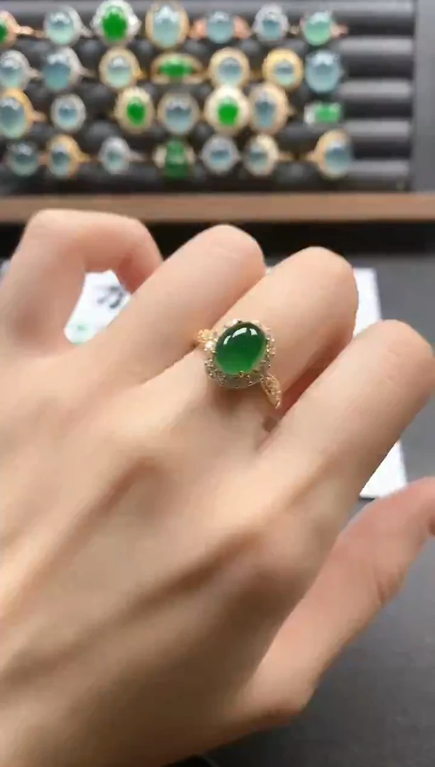 银S925镶嵌戒指翡翠51511