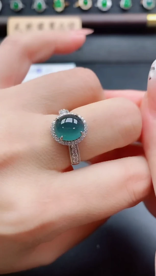 银S925镶嵌戒指翡翠1