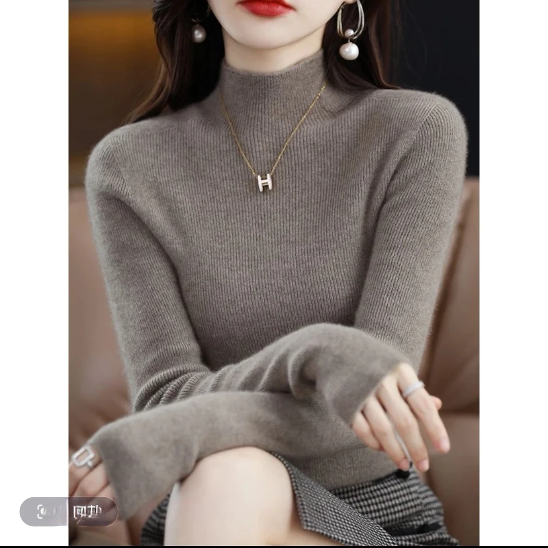 [主播补贴]冬季穿搭半高领长袖针织衫女毛衣内搭修身保暖打底上衣