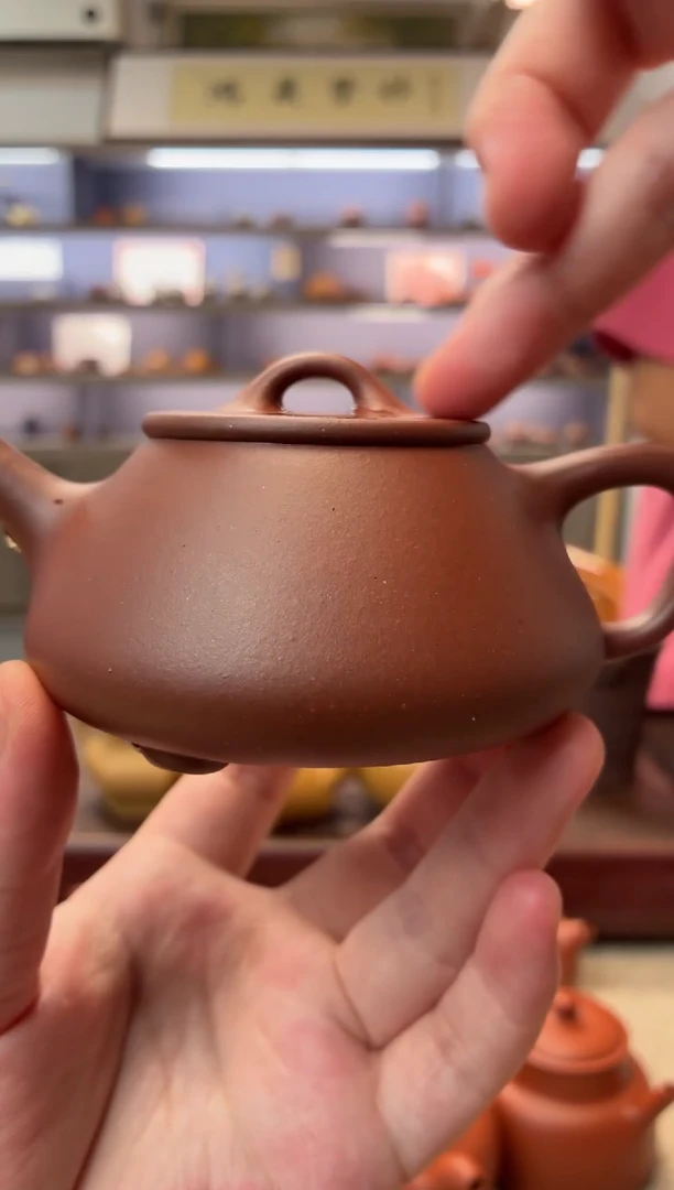 茶壶紫砂老紫泥 平盖石瓢