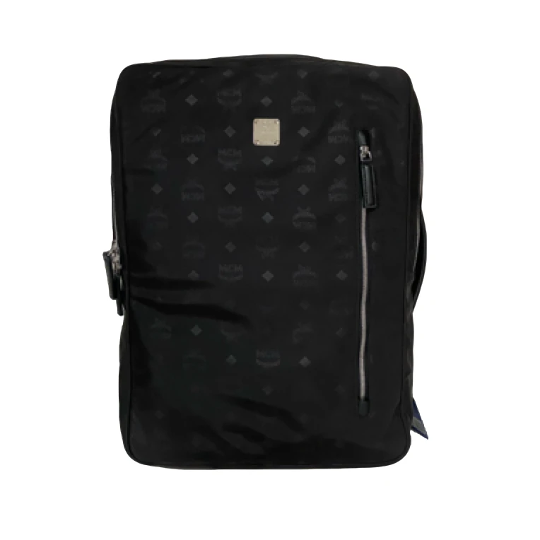 99新 MCM 男士休闲时尚百搭黑色尼龙老花双肩包/006