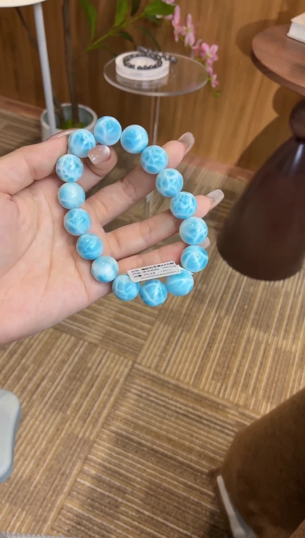 未镶嵌针钠钙石（海纹石）手串多米尼加海纹石14m+