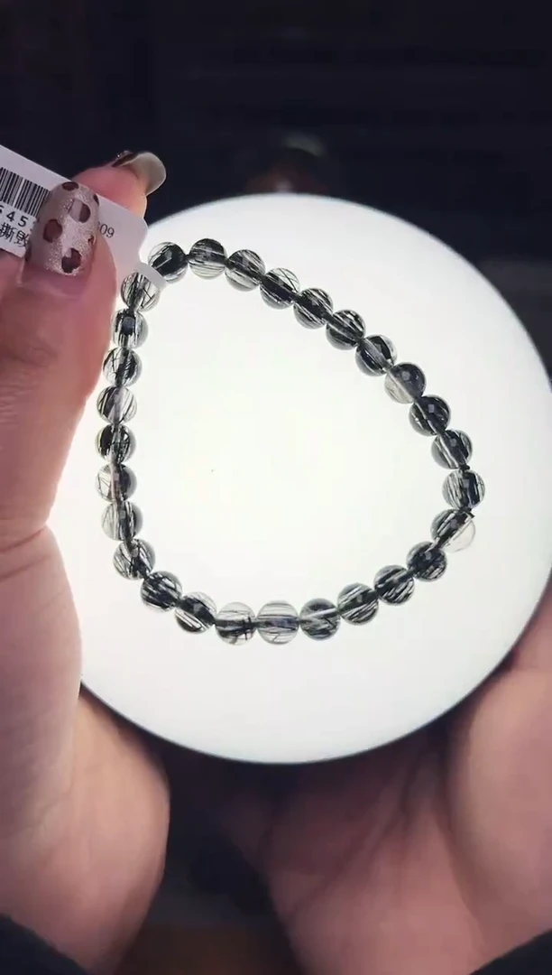 未镶嵌手串水晶黑发晶手串6mm+ JP54537