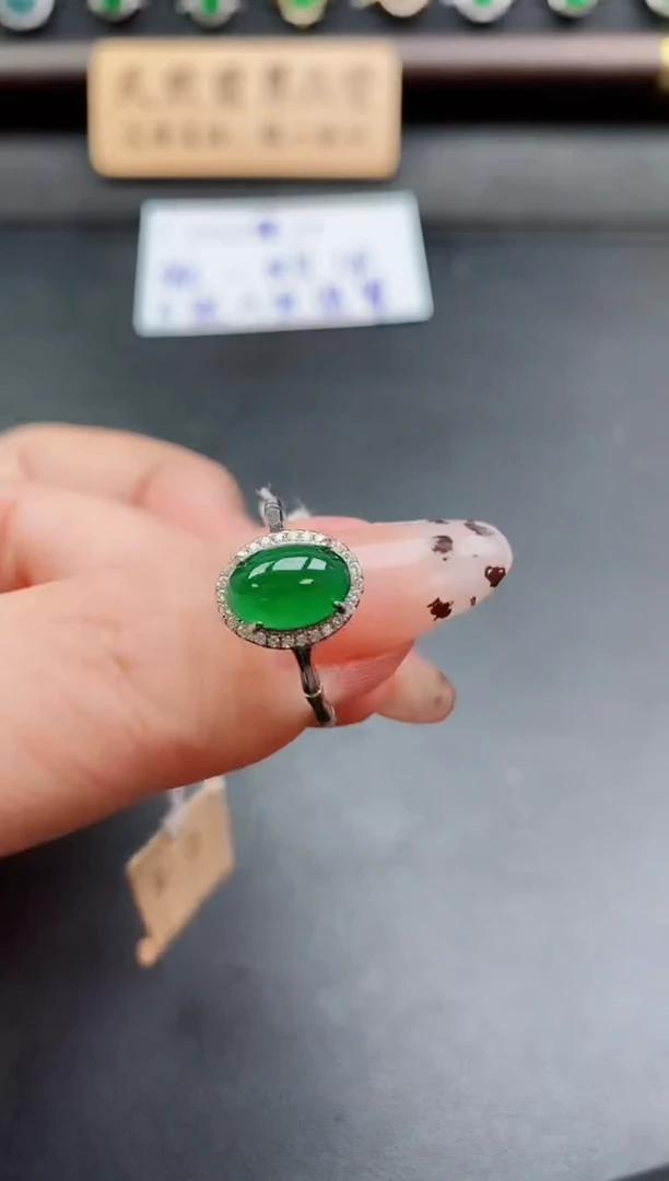 银S925镶嵌戒指翡翠1