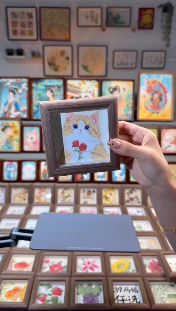 国画玫瑰花猫咪 手绘国画11