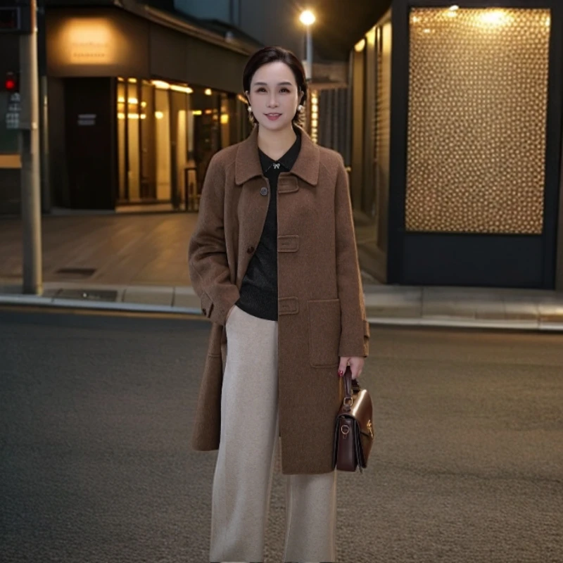 【赞妈甄选】秋冬新款牦牛绒双面绒大衣中长时尚百搭外套ZM1710N