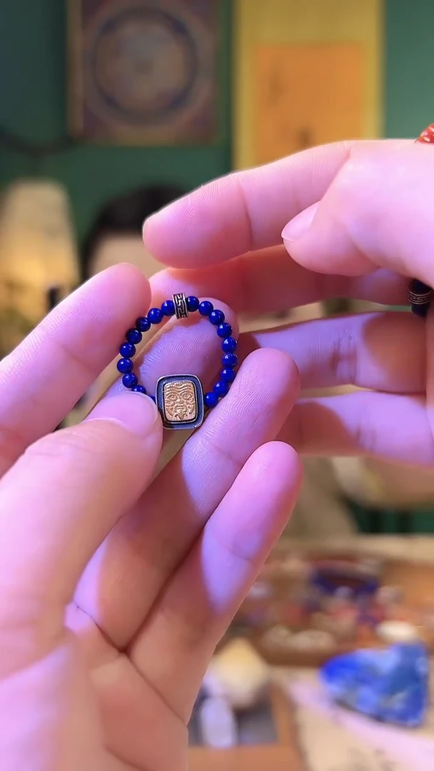 【闪购商品】青金石戒指银S925镶嵌青金石扎基拉姆戒指