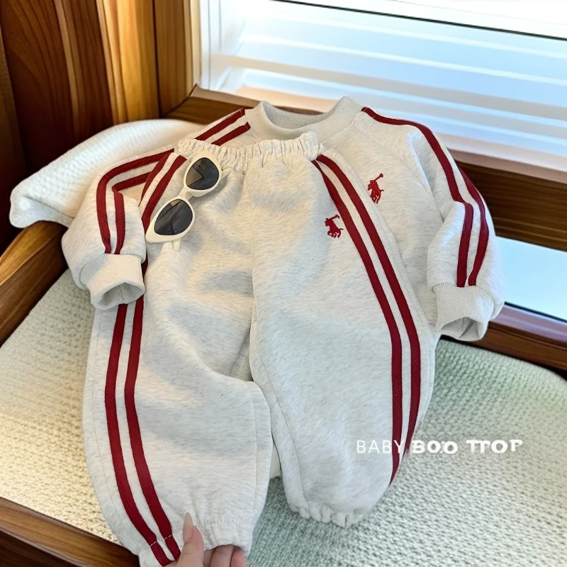 男女童同款儿童亲子刺绣卫衣套装两件套2025春季新款舒适潮流