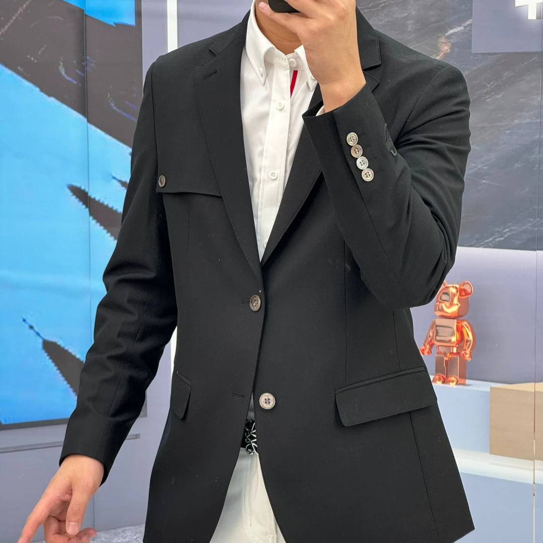 轩诚2025新款韩式休闲西装男款潮牌简约轻熟痞帅质感羊毛西装