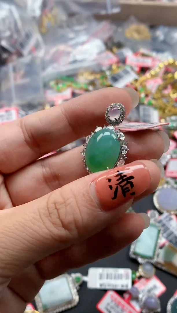 银S925镶嵌戒指翡翠天然A货缅甸翡翠天然A货缅甸翡翠