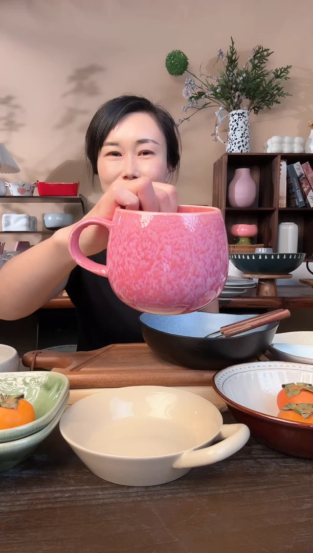 窑变粉苹果杯微瑕