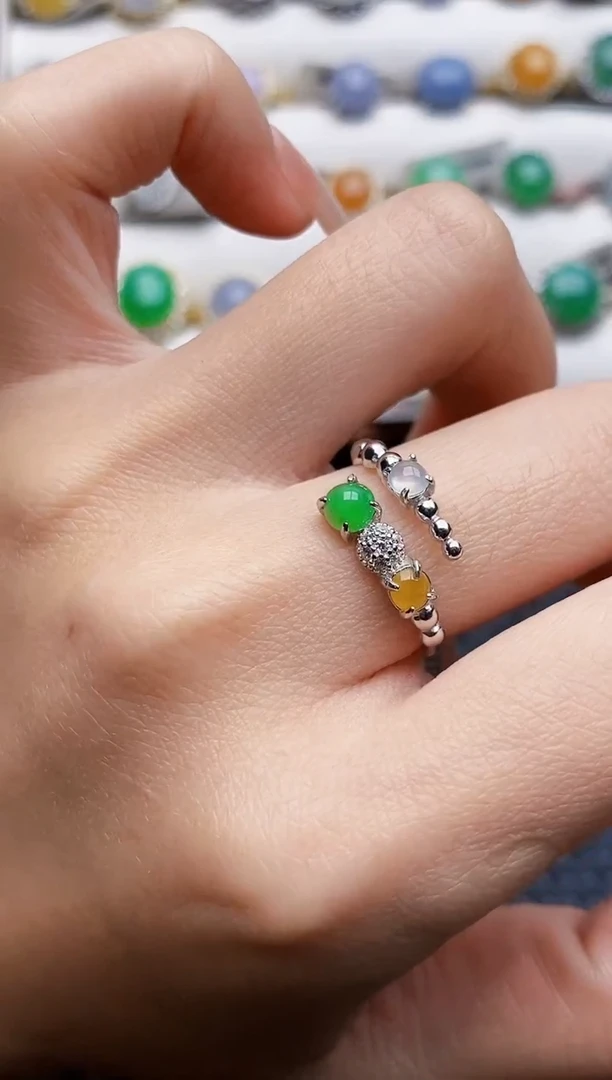 银S925镶嵌戒指翡翠1483