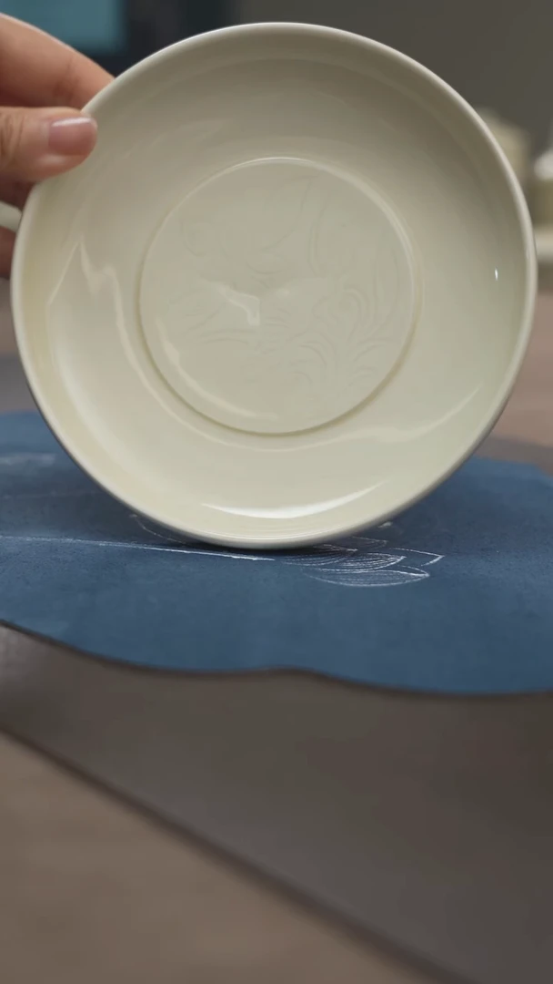 微瑕底托窑裂 手工缠枝莲花壶承