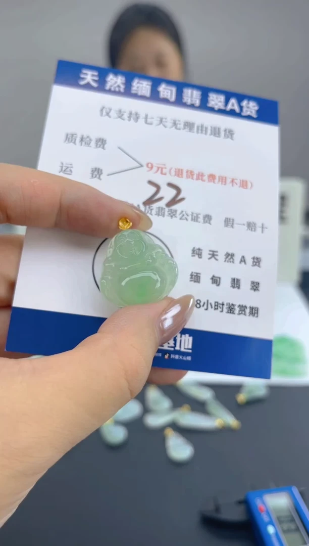 颈饰18K金镶嵌翡翠天然A货翡翠