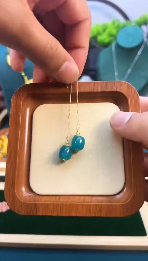 天河石耳钉14K金镶嵌E380