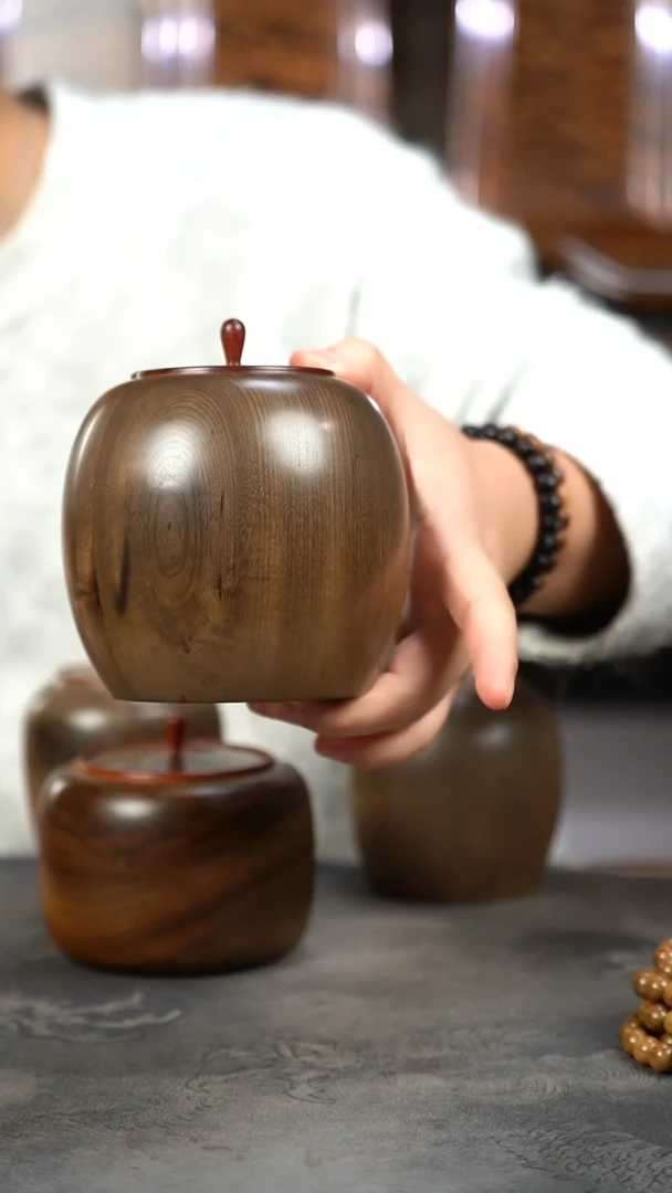 【闪购商品】金丝楠木雕379号阴沉满花纹精工茶仓茶叶罐