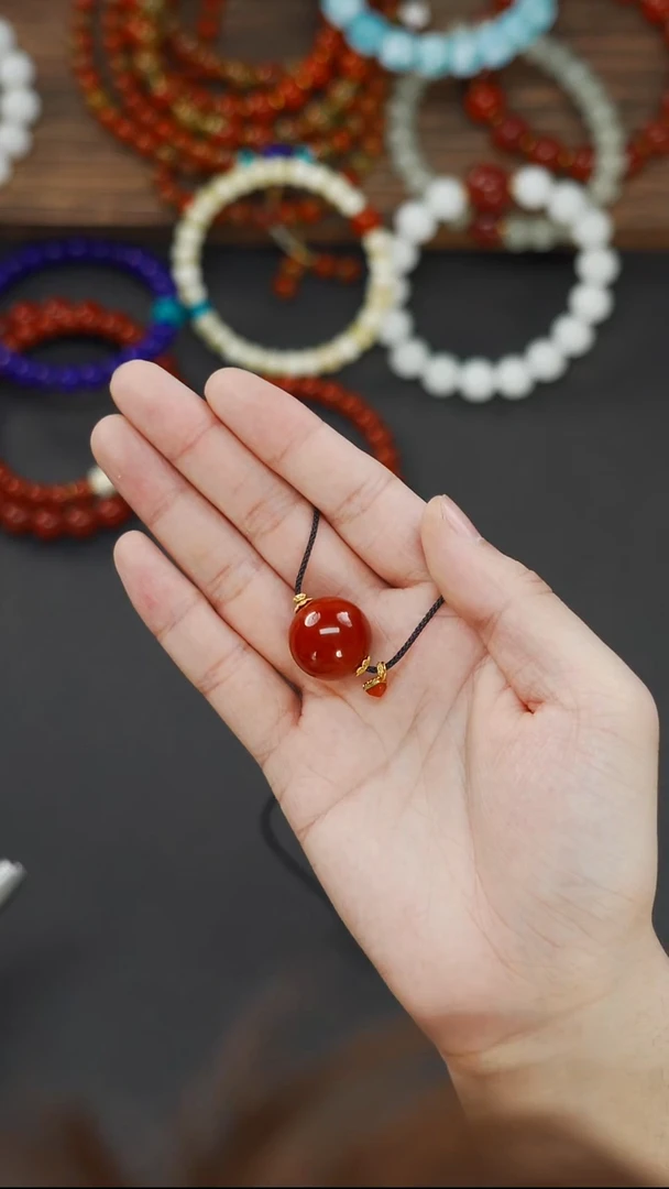 未镶嵌文玩配饰南红玛瑙梵阁精品文玩回血大圆珠锁骨