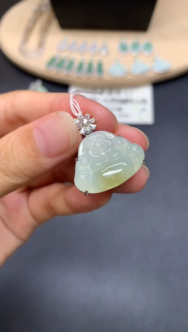 翡翠银S925镶嵌吊坠(不含链)佛公【无服务费】