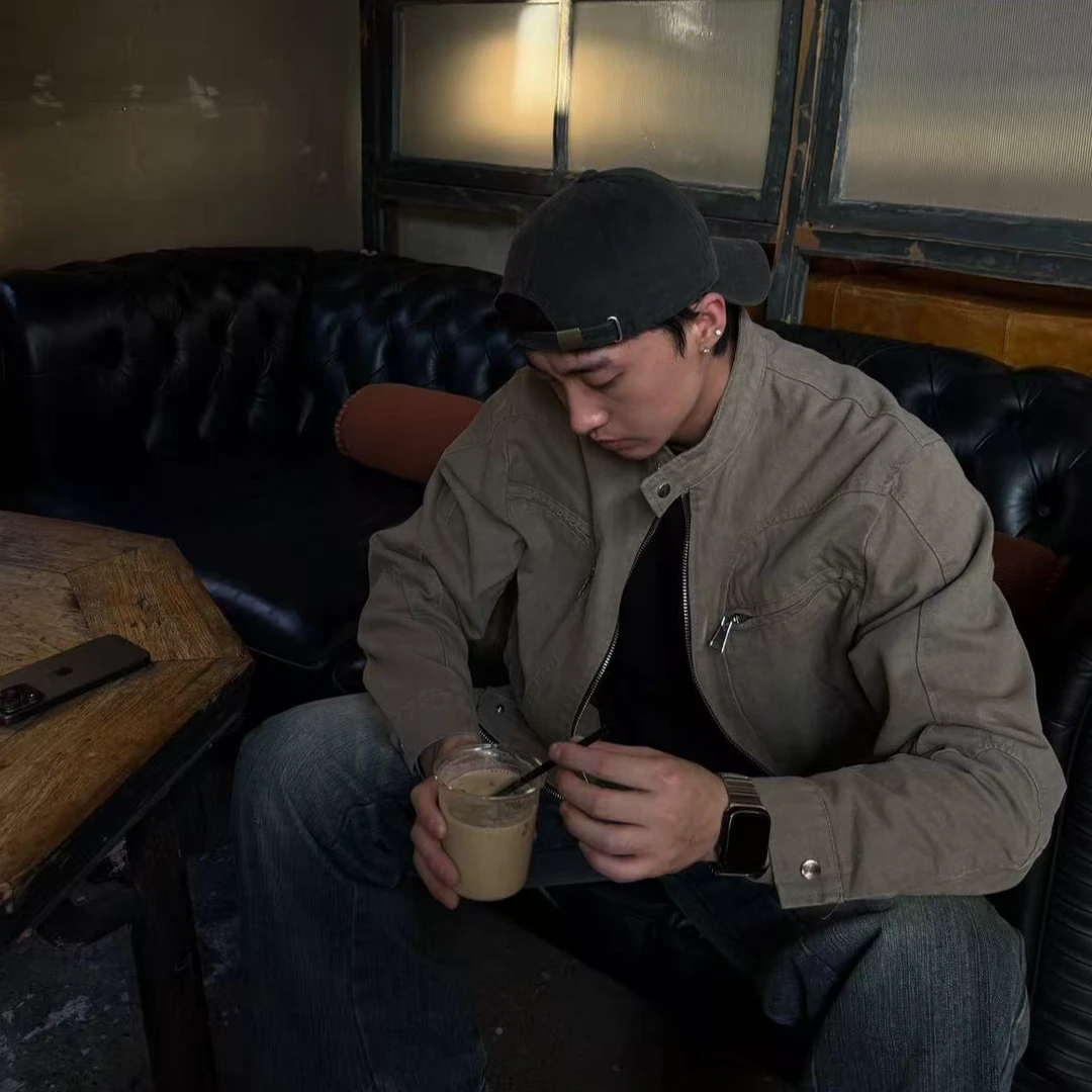 CLEANFIT' 哈林顿夹克  重水洗齐腰短款做旧帆布水洗显高外套