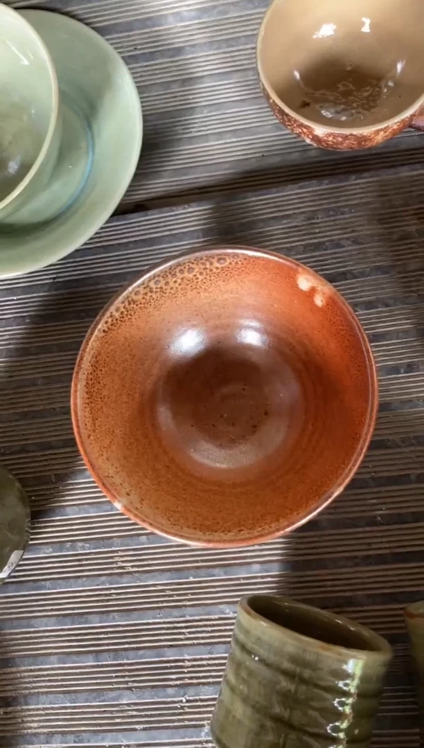 浪鬼柴烧釉绘柴烧系列舞*小碗