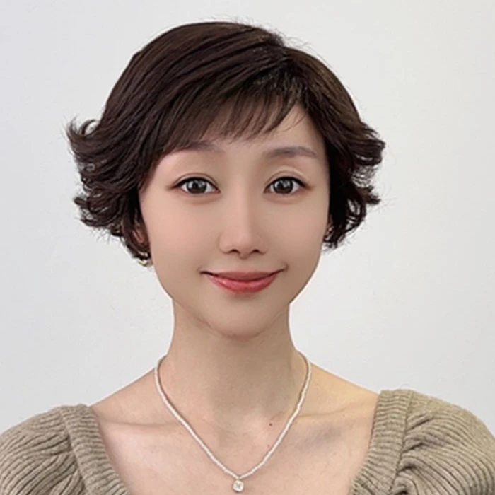 时尚超短发翻翘刘海假发全手工钩织全真人发服帖