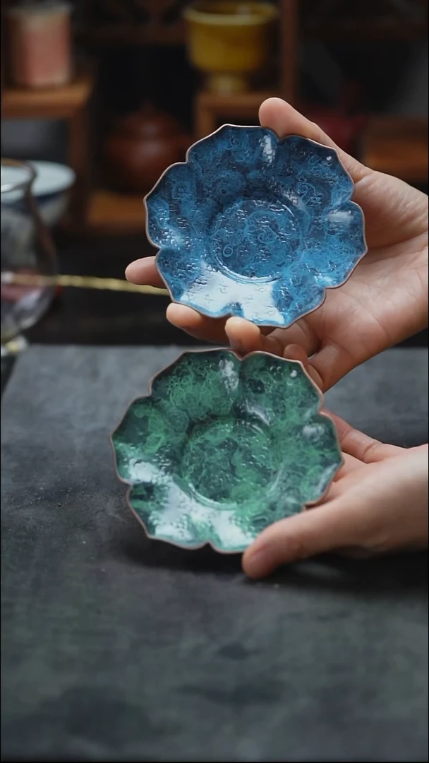 春喜铜 纯紫铜莲花杯垫一组各两片