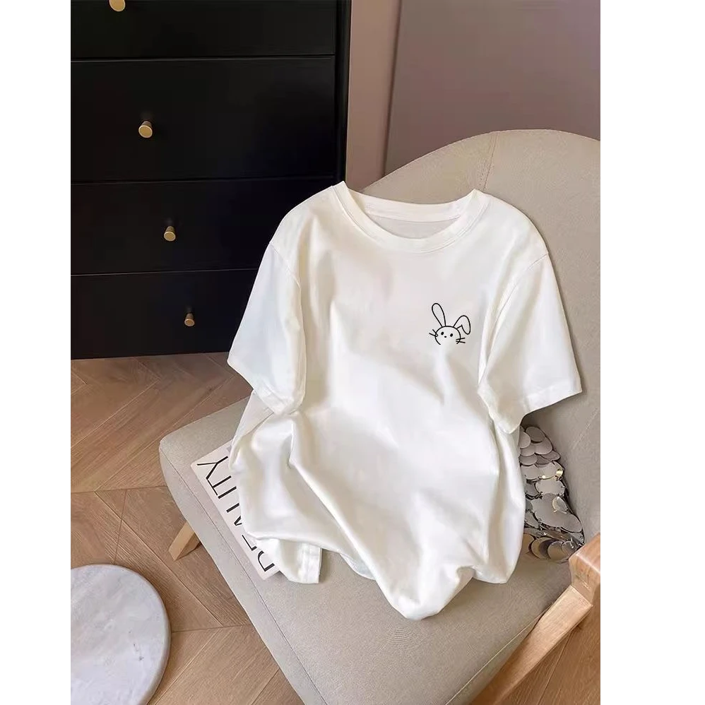 2025新款正肩圆领磨毛t恤女短袖直条上衣修身显瘦打底衫春夏秋季